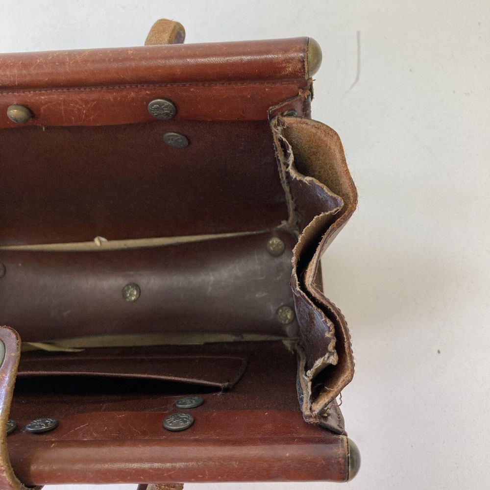 Vintage John Romain Purse Brown Leather Doctors Bag Handbag Look - Picture 7 of 12